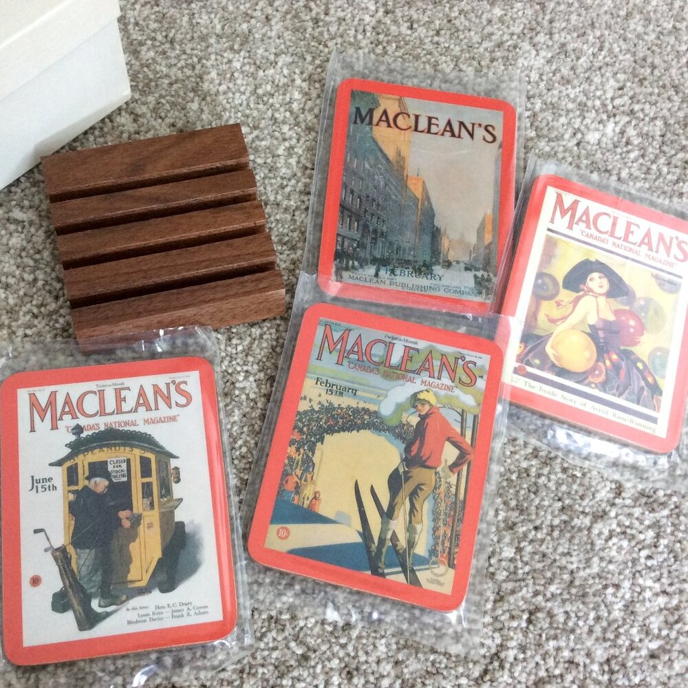 MACLEAN'S MAGAZINE Drink Coasters New Unused with Gift Box